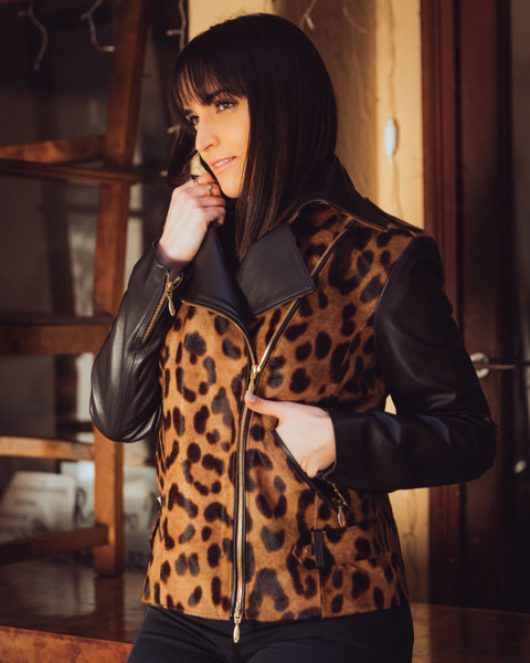 Leopard print hotsell moto jacket