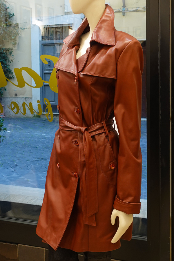 Barbara leather coat profile
